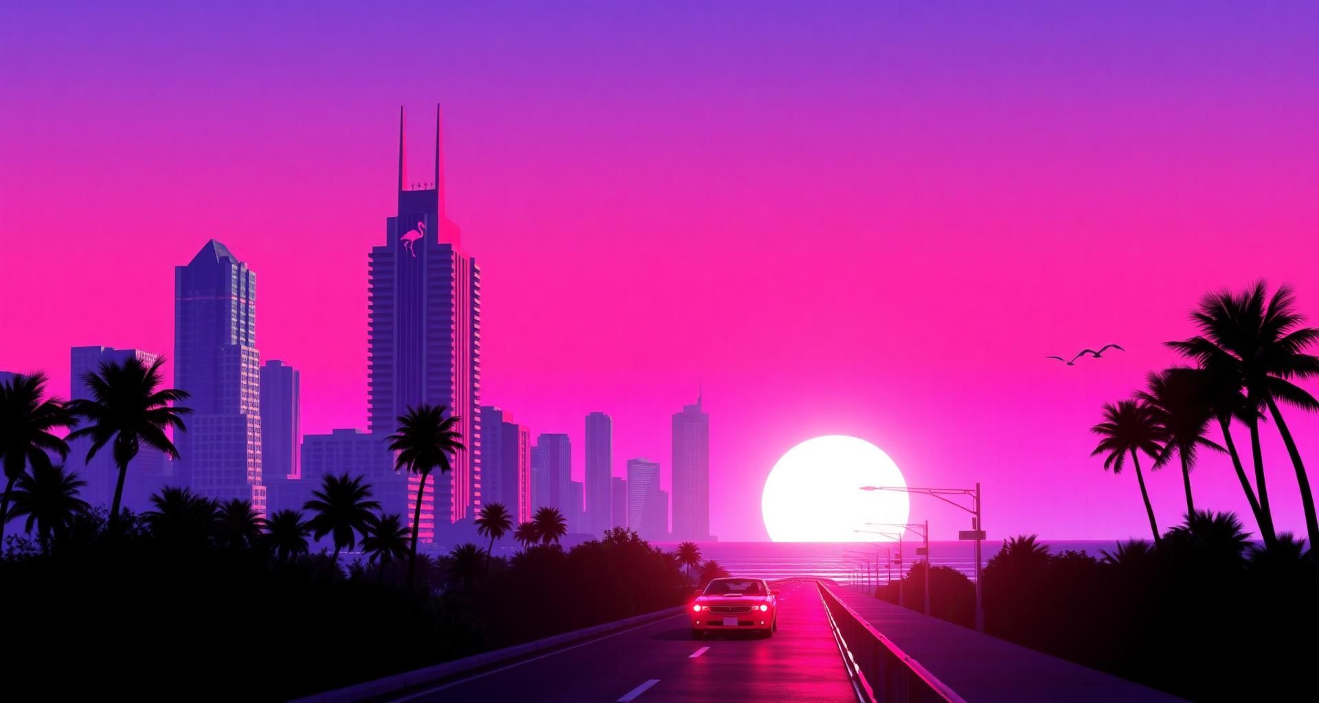Vice City skyline at sunset